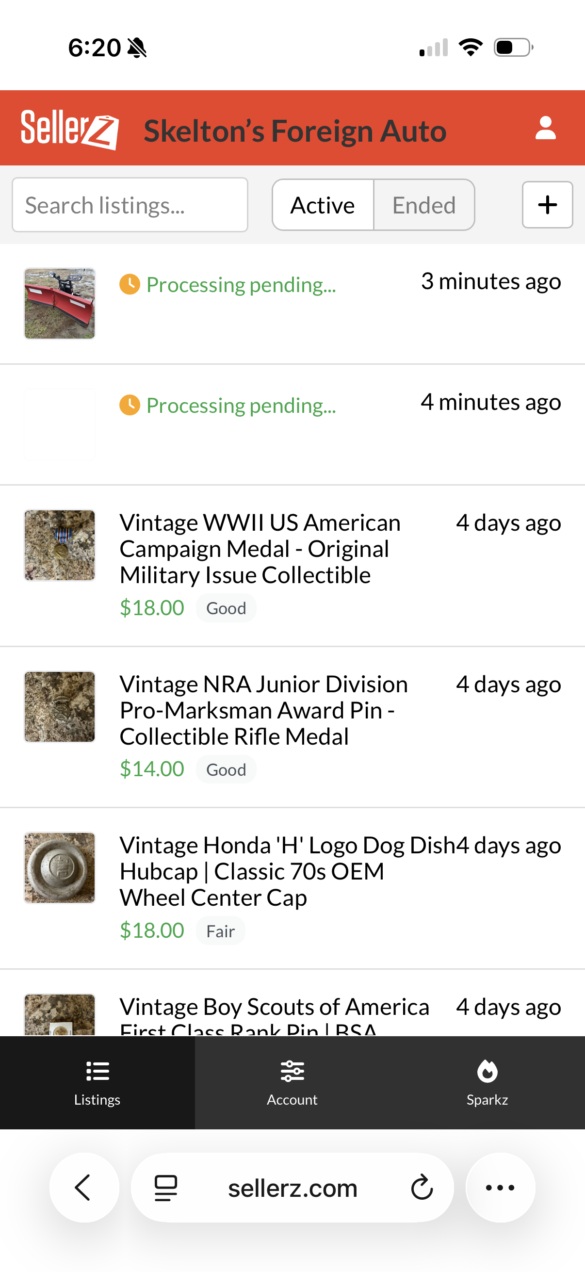 Process Pending Uploading items | Sellerz